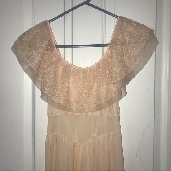 Vintage Van Raalte ‘50s sheer peach nightgown chemise size XS-S boudoir photos - Picture 1 of 9